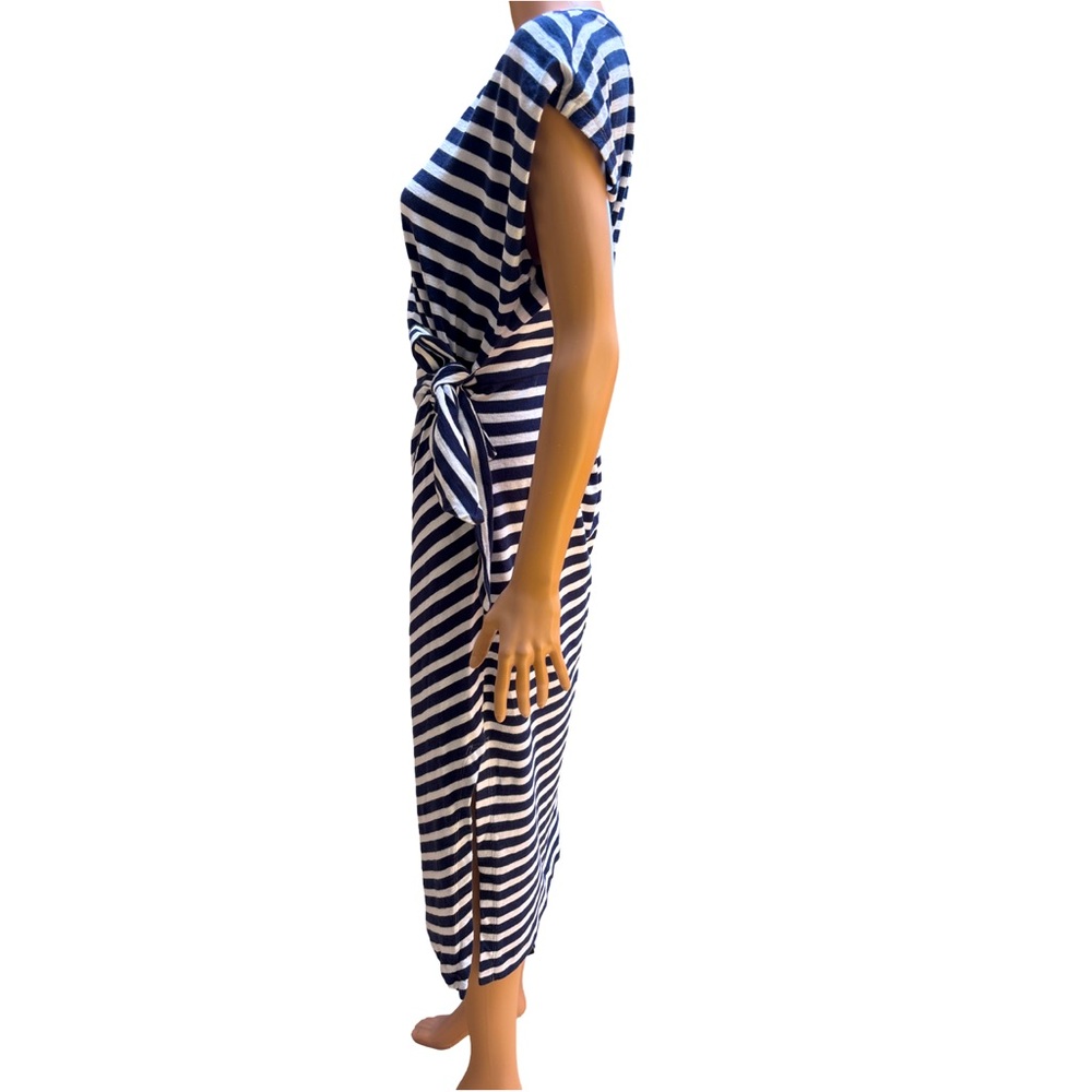 Loft Striped Cotton Sleeveless Midi Dress Large Petite - Picture 3 of 5